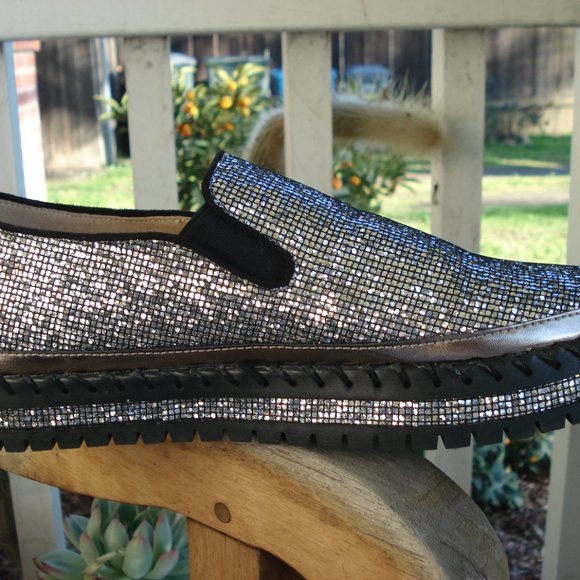 JOLIMALL Silver Glitter Slip On Sneakers Sz 10 - Picture 5 of 8
